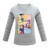 Casual Loose Top Fashion Printed Long Sleeve Crew Neck T-Shirts Girls