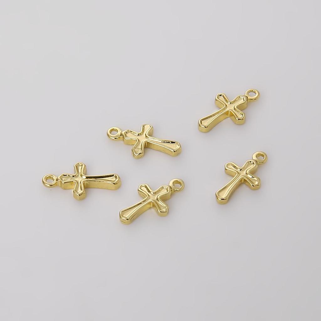 10 Stück Messing-Kreuz-Anhänger, winziger Anhänger für Ohrringe, Armbänder, DIY-Schmuckherstellung