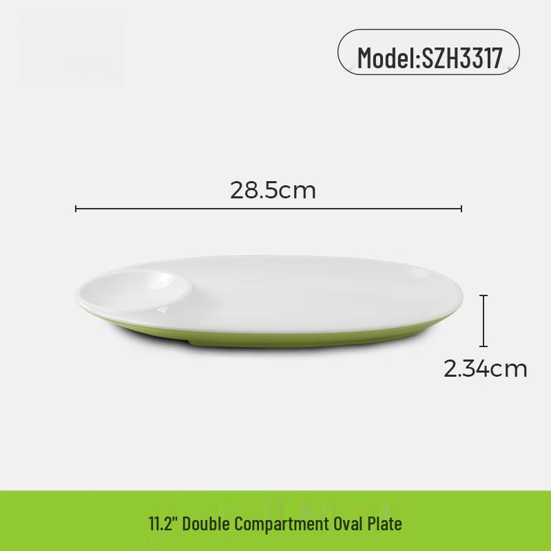 Commercial Melamine Divided Oval Serving Plate