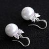 1 Pair Women Hook Earrings Faux Pearl Rhinestone Decor Short Bow Earrings Prom Party Wedding Dangle Earrings Ear Jewelry Drop Earrings