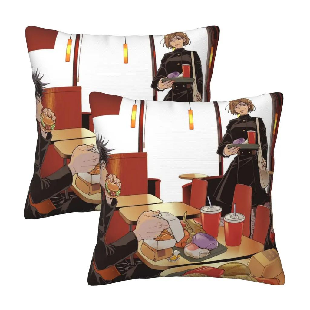 Megumi Najlepszy Przyjaciel Jujutsu Kaisen Sukuna Anime 2 szt. Kwadratowa poszewka na poduszkę Pokrowiec na poduszkę Komfortowa poduszka dekoracyjna do domu salonu