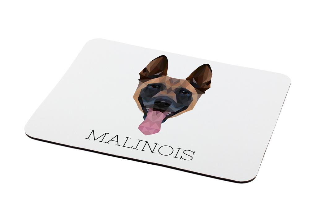 Malinois Owczarek Belgijski -Geometryczna Podkładka Ze Zdjęciem I Napisem Pod Mysz Art-Dog