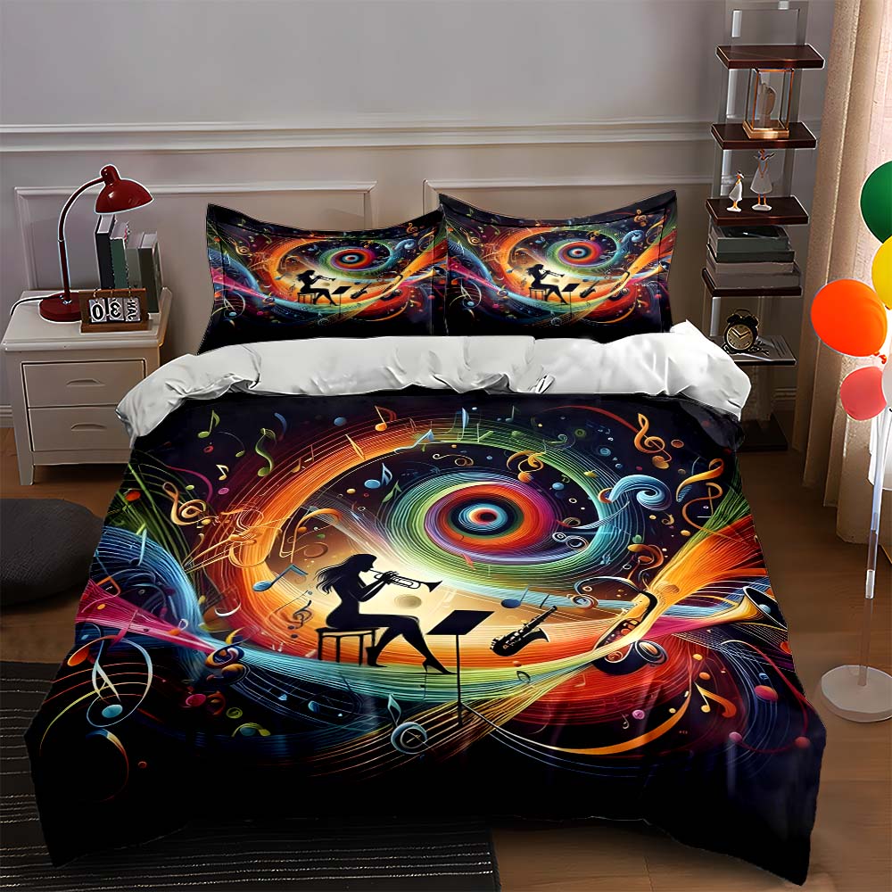 

Musical swirl artwork. Bedding Duvet cover sets Duvet covers Pillowcases gifts (1 * Duvet Cover 2 * Pillowcases, without duvet insert) 135x200cm