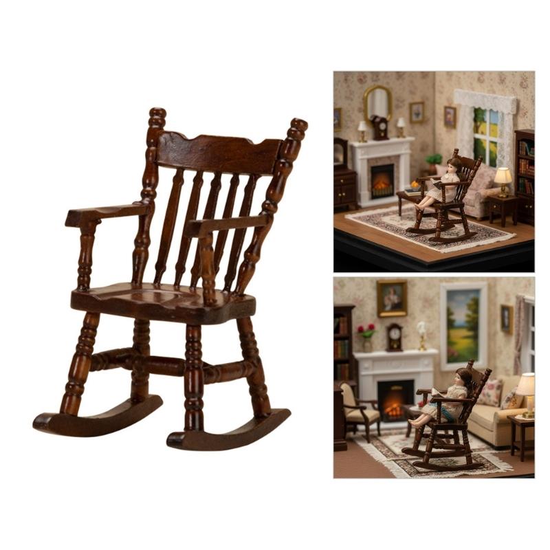 Doll House Rocking Chair Model Realistic Dollhouses Rocking Chair Realistic Play Chair Realistic 1:12 Model Toy