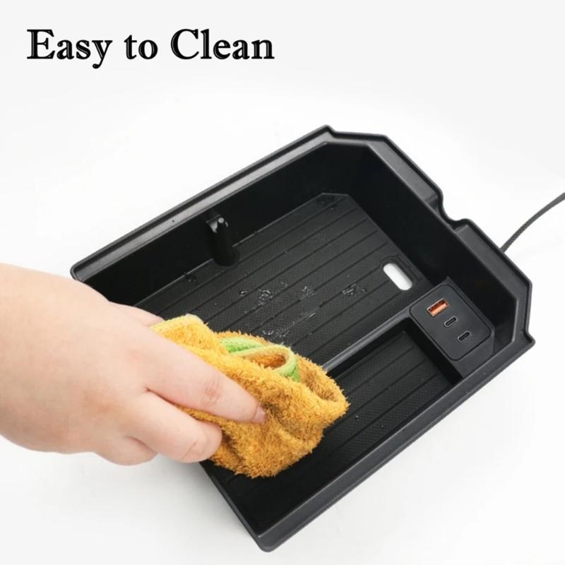Center Console Armrest Dashboard Storage Box Organizer Tray Pallet Container Holder with USB Charging Cable For Car 3+