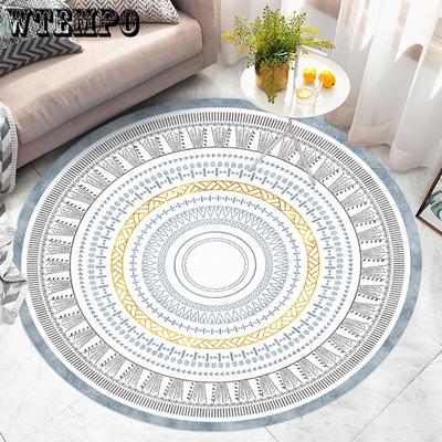 Bohemian Ethnic Round Rug Living Room Bedroom Bedside Rug Simple Washable Non -Slip Mat Computer Chair Mat
