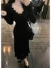Pure Desire Lace Patchwork Long Sleeve Dress: 2026 Spring/Autumn Trendy Slim Fit Skirt Style