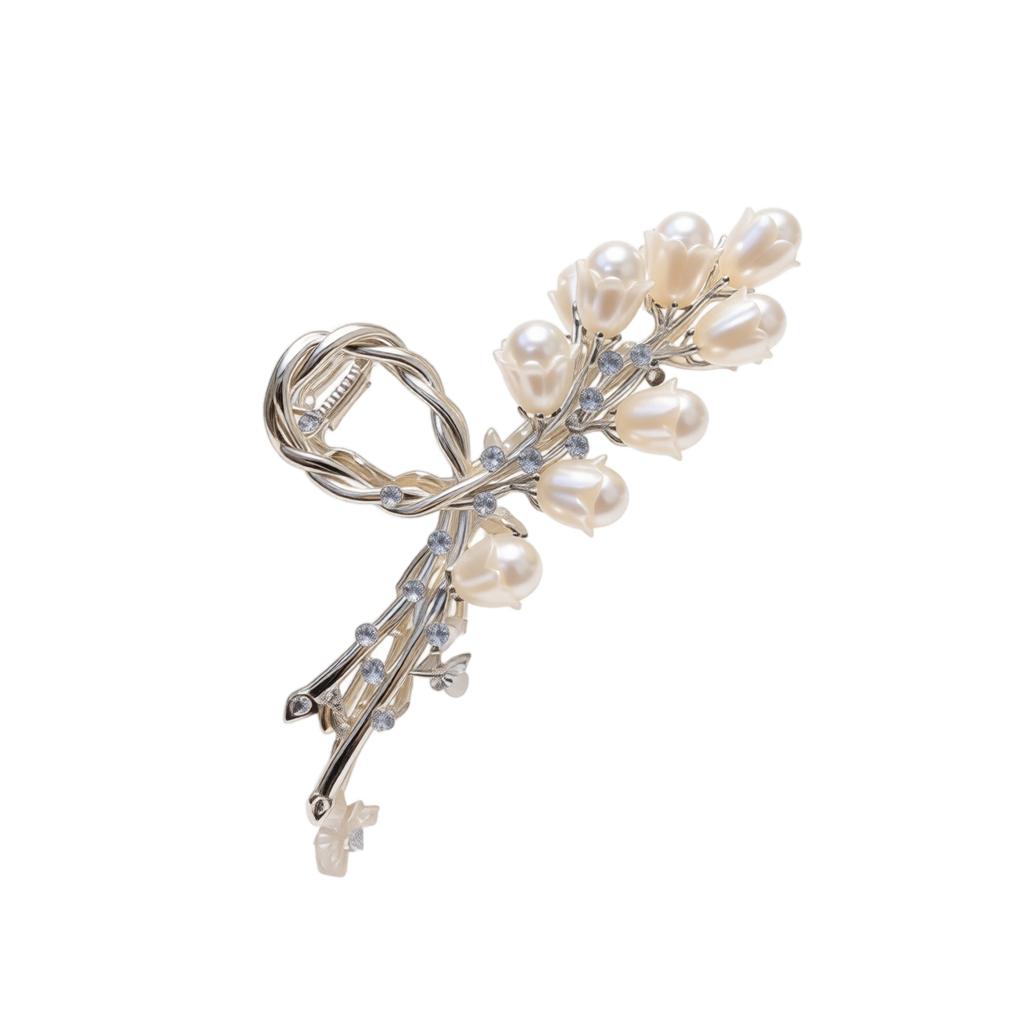 Large Hair Clip Metal Hair Claw with Decorative Round Embellishments Durable Hair Accessory for Secure Updos and Styling