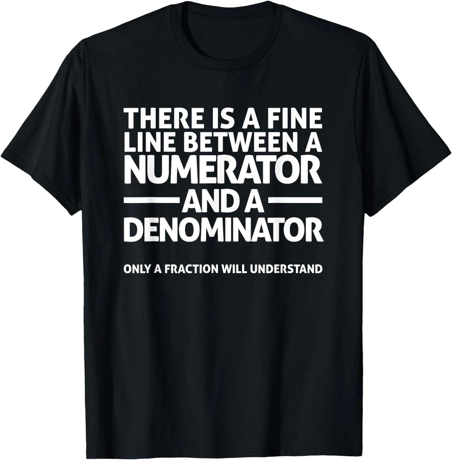 Funny Math, FINE LINE Numerator Denominator T-Shirt XL