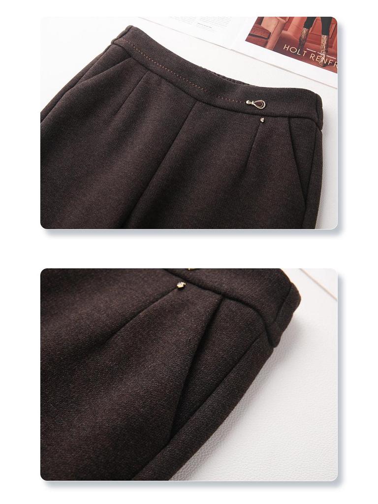 Women’s Khaki Wool Harem Pants 2024: New Cropped Carrot Style for Autumn/Winter