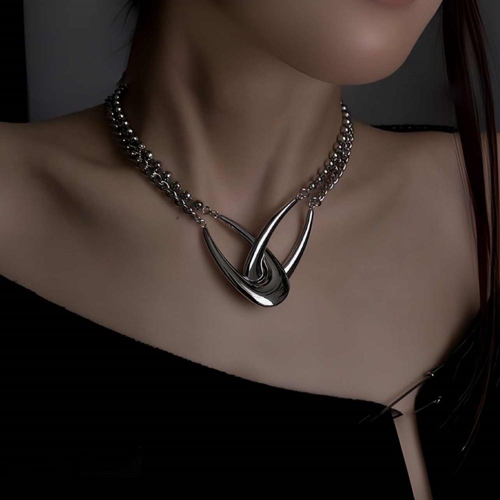 Punk Double Loop Cross Choker For Woman Man Luxury Clavicle Chain Necklace New Hip Hop Couple  Kpop Y2k Gift