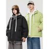 Stock Fake Two-Piece Hooded Cotton Jacket for Men and Women, Couple Style, Faux Hooded Down Jacket, Trendy Brand, Student Thickened Casual Cotton Coat