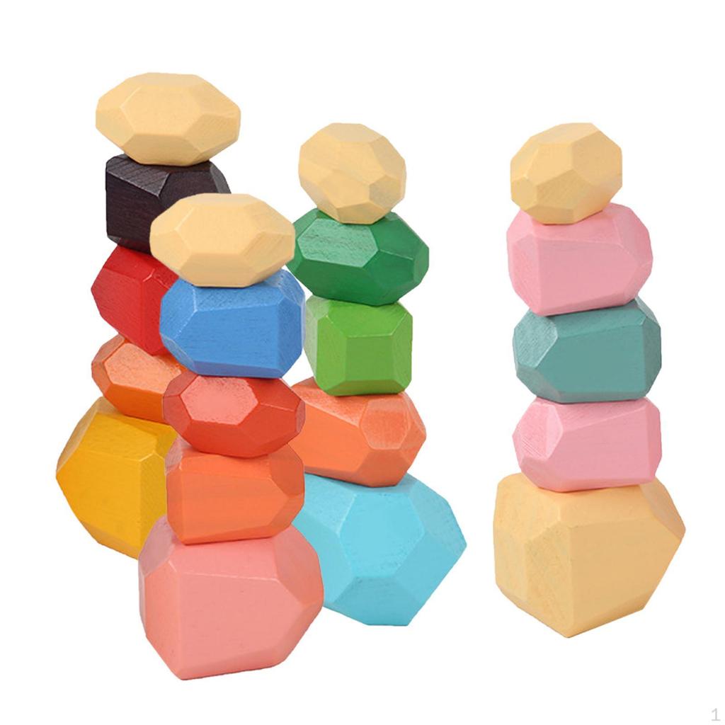 Educational Toys Wooden Balancing Creative Colorful Artware Building Blocks Stacking Game for