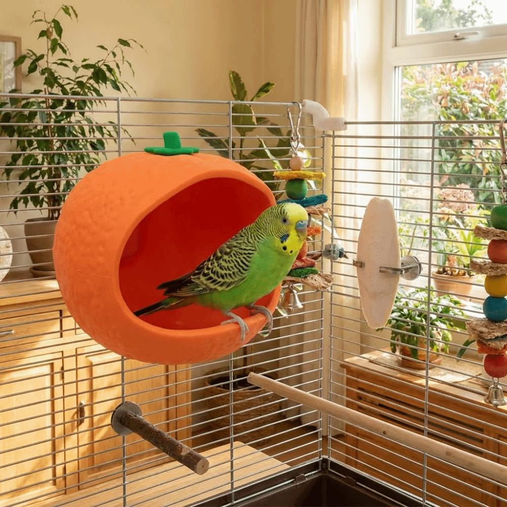 Wall Hanging Bird Cage Nest Orange-shaped Sleeping Nest Universal Parrot Food Box Cage Accessories