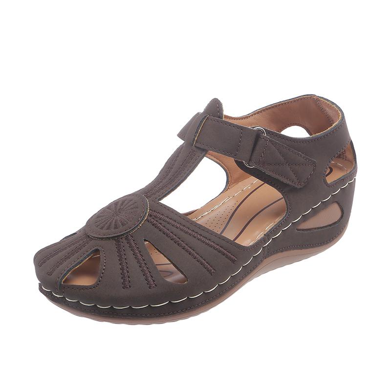 

Мода 2024 Лето Новая Мода Женские Римские Туфли на Танкетке Толстой Подошве Легкие Ретро Полые Дышащие Сандалии Большой Размер Zapatos 43 шоколадный