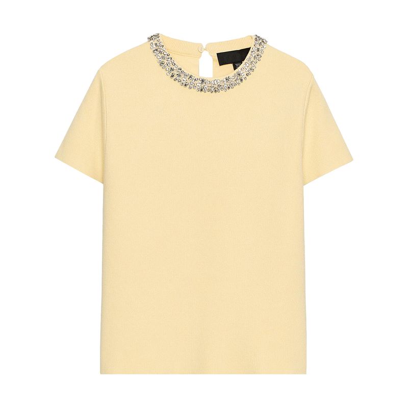 Zaprha 2025 Summer New Fashionable Lightweight Jewelry Decoration Short sleeve round Neck Knit Women 5755039