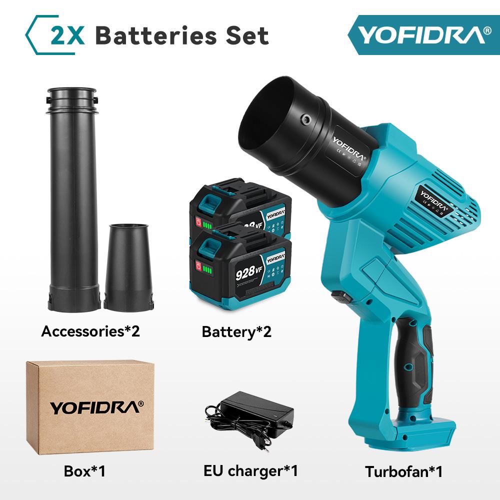 

YOFIDRA Бесщеточный Электрический Турбовоздуходув 2 В 1 Турбовоздуходув Реактивный Вентилятор Листья Пыль Снег Обдув Инструмент для Чистки Для Аккумулятора Makita Pin 2*928VF Battery-EU