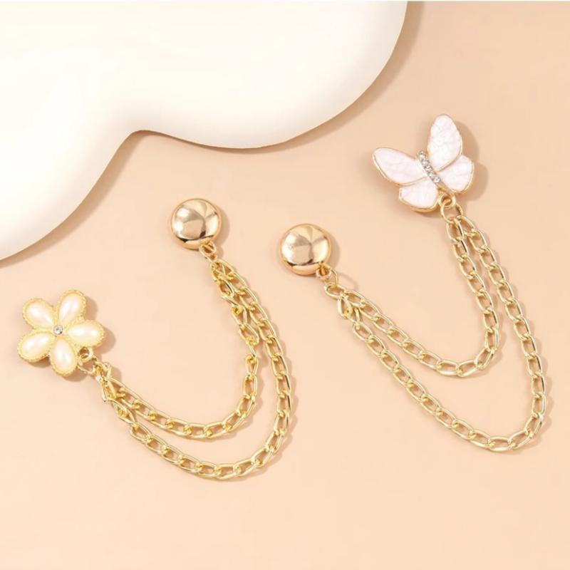 2Pcs Multi-Function Magnetic Clothing Clip With Chain Metal Buttons Clip Clothes Scarf Trouser Legs Cuff Fixing Magnet Pin