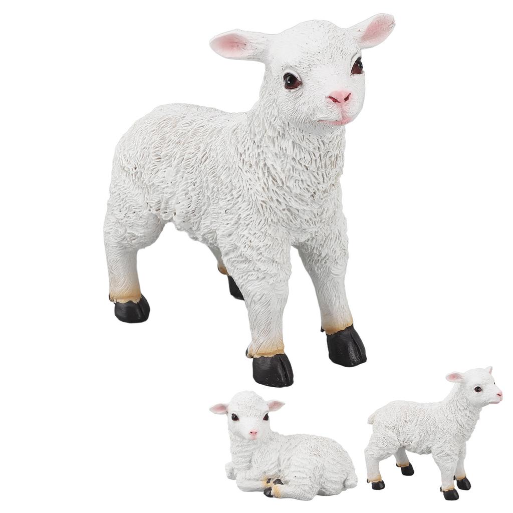Lammfigur Schafstatue Handgefertigt Lebensechte Lammform Figur Harz Gartenskulptur für Innen- und Außendekoration Lammstatue