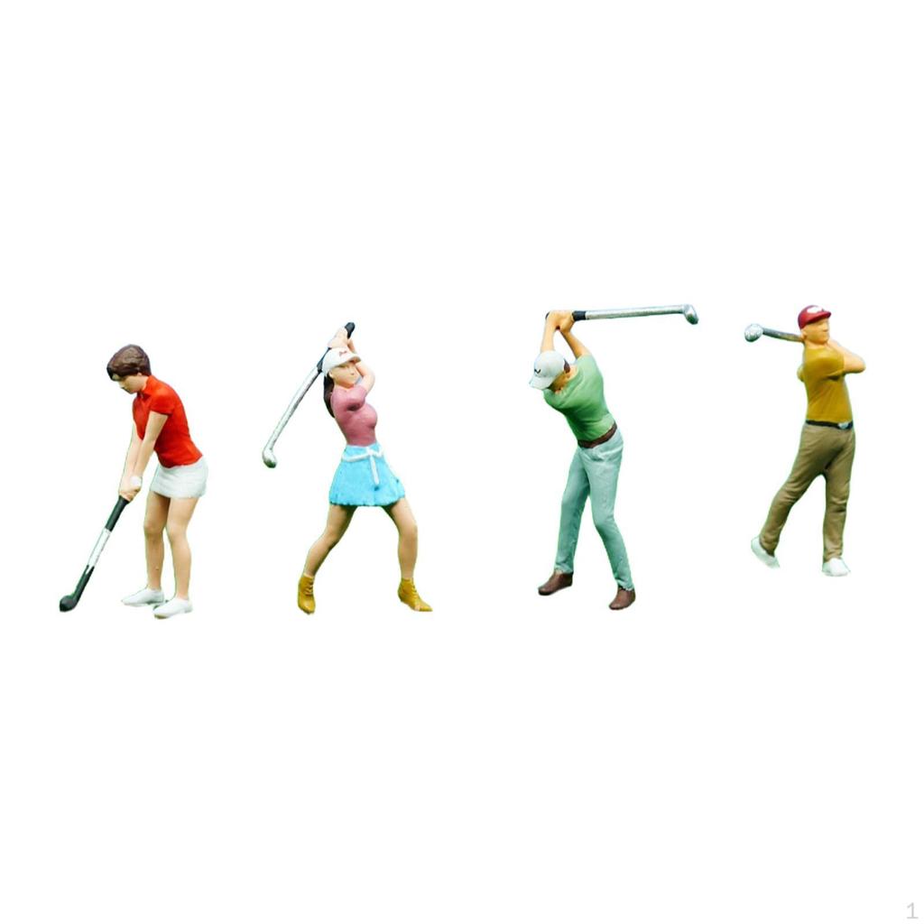 4 Pieces 1/64 Miniature Golfer Figures Dioramas DIY Projects Photo Prop Collections Mini People