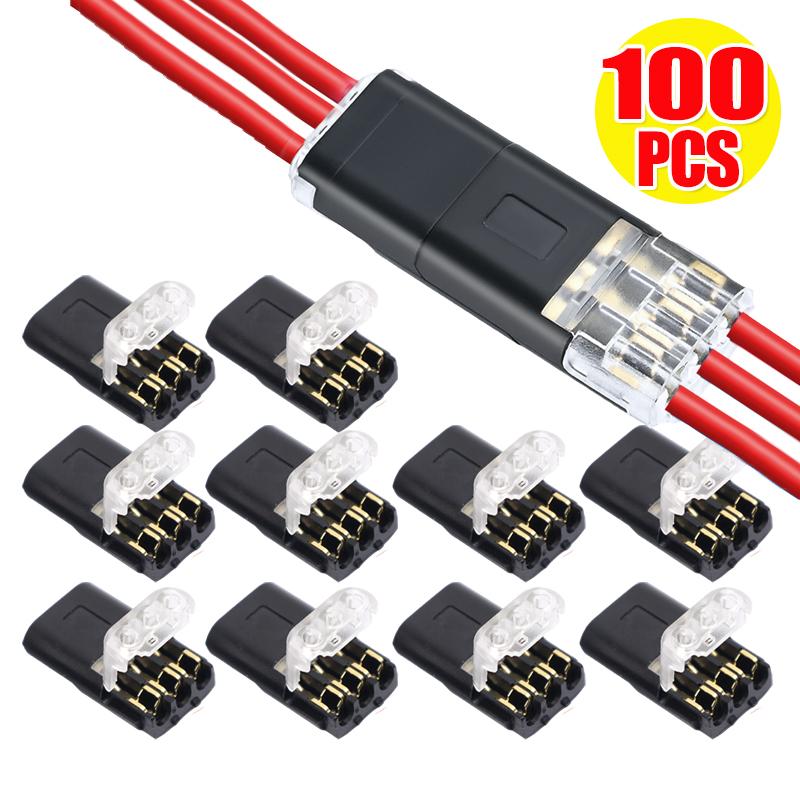 3-Pin Wire Connectors Terminals Universal Quick-Connect Plug-In Crimp Wire Cable Mini Electrical Inter-plug Type Connector Tools