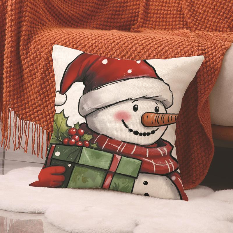 Neuer Weihnachts-Überwurfkissenbezug, Winterthema Dekorativer Kissenbezug, Leinen Bedrucktes Sofakissen