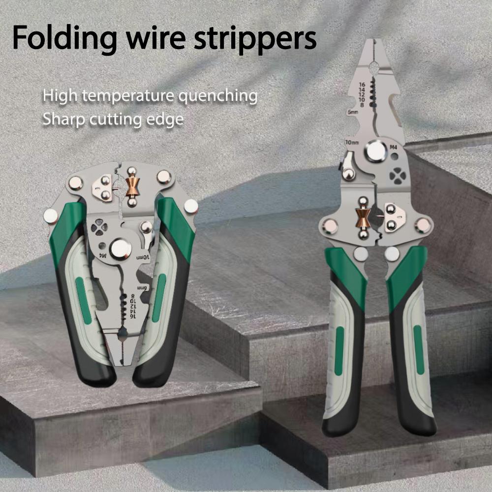 Folding Wire Peeler, Pulley Design, Multifunctional, Electrician Wire Splitter, Wire Winding pliers,Crimping Pliers, Manual Tool