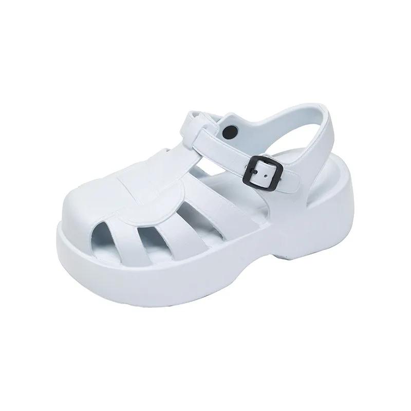 Fashion Baotou Roman Sandals Women's 2024 New Summer Platform Casual Women's Shoes Versatile Retro Hollow EVA Cool Slippers