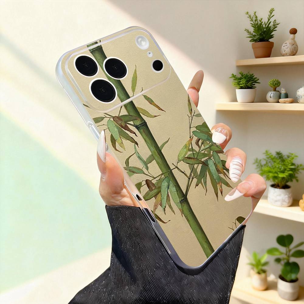 

Чехол для iPhone 11,12,13,14,15,16,17,Pro,Max,Plus,Mini,SE4,E Phone Case С рисунком в китайском стиле с бамбуком, с поддержкой MagSafe iPhone12PRO