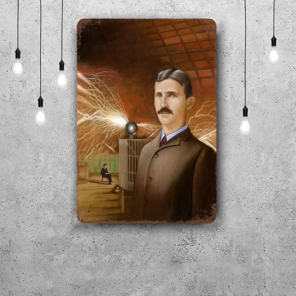 Nikola Tesla Vintage Tin Sign Home Decor Wall Decor Art Wall Mural Room Decoration Decor Retro Metal Sign Plate Bar Posters