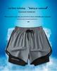 Men's Summer Sports Shorts with Back Pockets, Trendy Cross-Border Design, Fake Two-Piece Look.