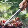 Stainless Steel Food Tongs with Heat-resistant Wooden Handles, Anti-scald Steak Tongs, BBQ Outdoor Grill Tongs, Bread Clips