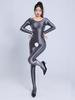 Sexy Women Candy Color Jumpsuit High Elastic Slip Satin Shiny Bodysuit Slimming Tight Open Crotch Leotard Shaper Wear