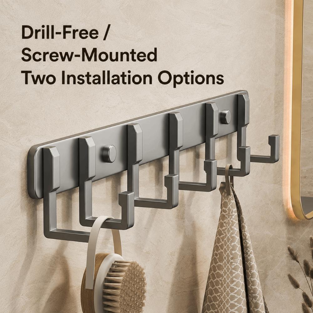 No Drill Wall Hook Rack Aluminum Door Holder Practical Towel Hanger Hook Kitchen