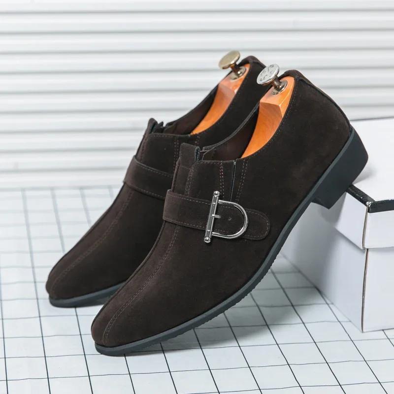 Fashion Luxury Brand Designer Suede Leather Monk Strap Shoes For Men Formal Wedding Dress Homecoming Sapatos Tenis Masculino
