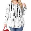 Women's Plus Size Fashion Printed Casual Pleated Round Neck Long Sleeve Top