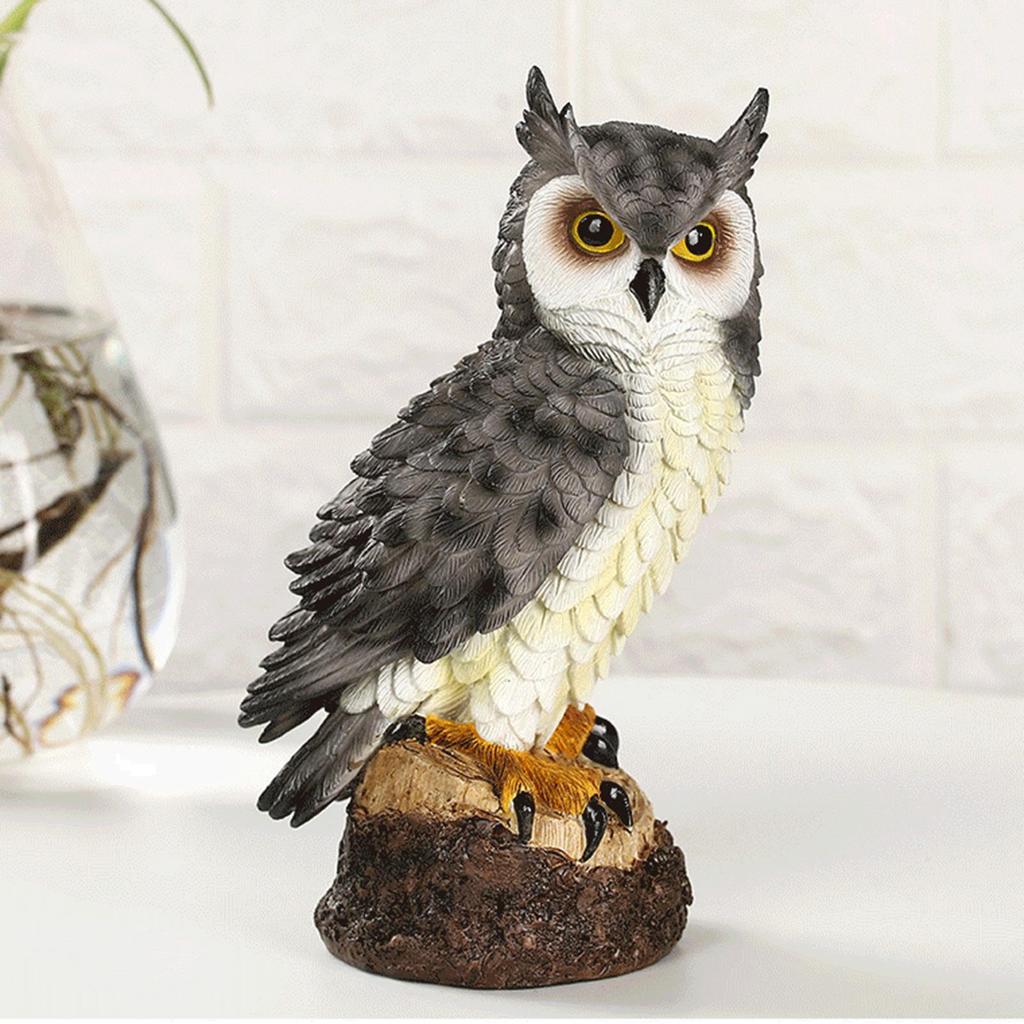 Realistic Simulation Resin Owl Statue For Repelling Birds Home Indoor Outdoor Terrace Lawn Garden Courtyard Decoration