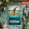 Vintage Goldfish Shark Fin Mindset Metal Sign Motivational Tin Wall Art Home Office Decor