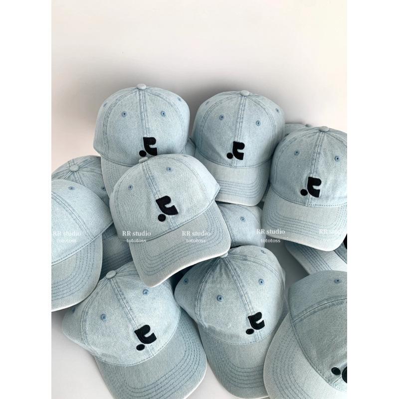 Seoul~ Restandrecreati Denim Blue Baseball Cap Face Cap Sun Hat adjustable