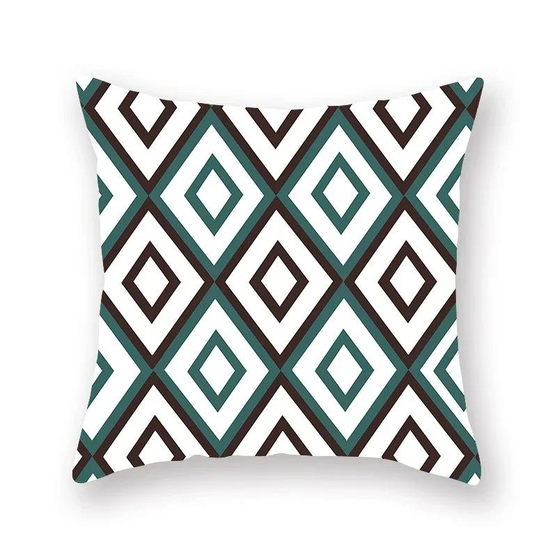 Abstract Geometric Pillowcase Flowers Leaves Teal Sofa Car Bedroom Home Decor Pillow Cushion Cover