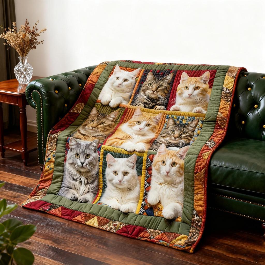 Bohemian Style Cat Themed Flannel Blanket Multi-Color Polyester Throw For Ideal For Sofa Naps Perfect Gift For Cat Lovers
