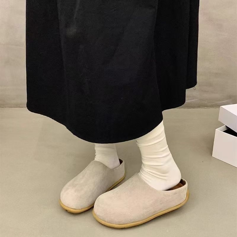 

Slippers women s plush home women s shoes autumn 2025 new ugly cute deodorant waterproof non-slip lazy bag head half drag 40 бежевий