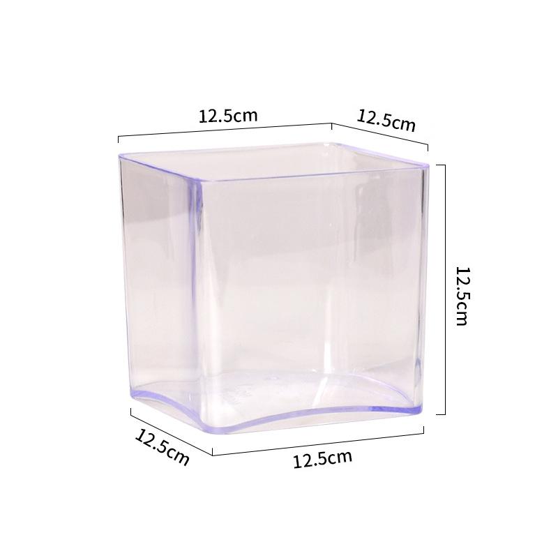 

Минималистская современная прозрачная пластиковая квадратная банка для дома, ваза для цветов, контейнер для гидропонных растений, украшение рабочего стола