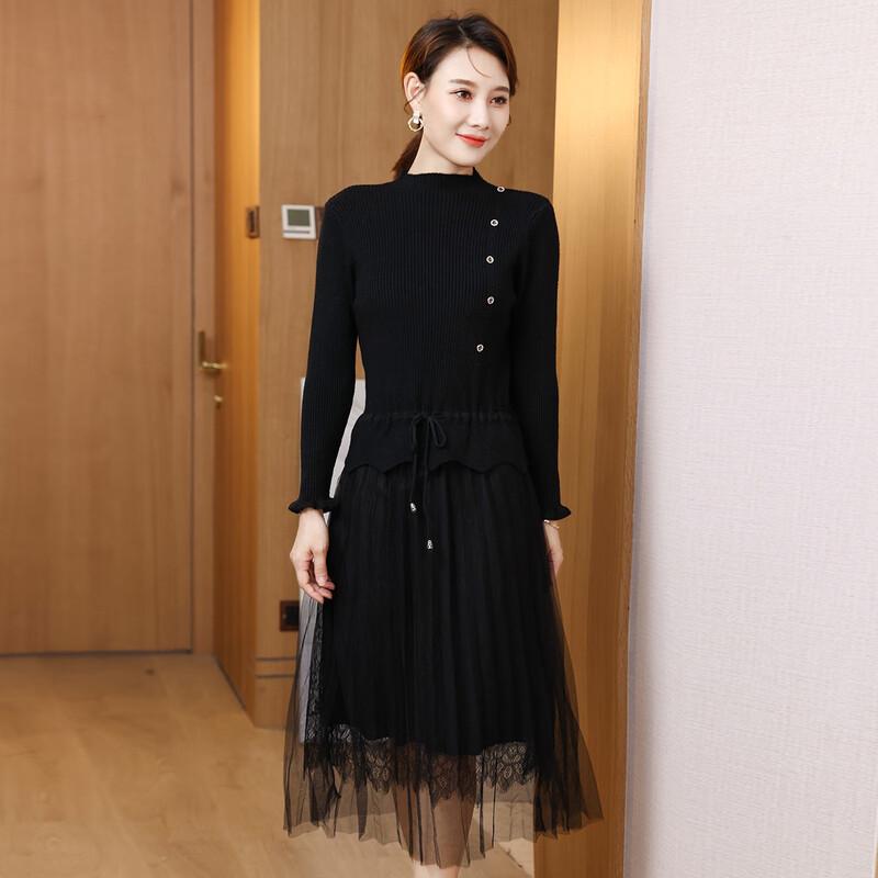 

IMAGINEX Women s Urban Casual Warm Knitted Long Sleeve Dress One Size