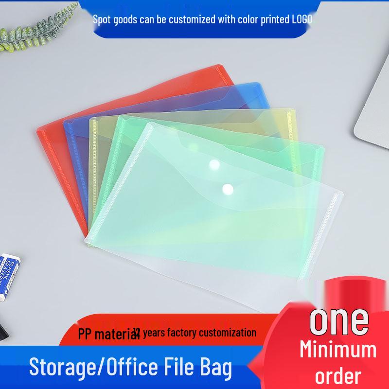 Custom Transparent File Bags with Cartoon Design and Snap Button Closure - A4 & A5 Sizes