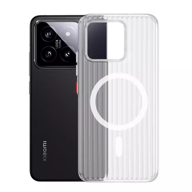 Applicable To Xiaomi Mi 11Pro Corrugated Grating Pattern Magnetic Suction Ice Mist Mobile Phone Case Redmi K11 Matte Transparent PC Protective Case