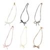 Delicate Beaded Choker Necklace with Bowknot Pendant Stylish Collar Necklaces Adjustable Chain  for Women and Girls