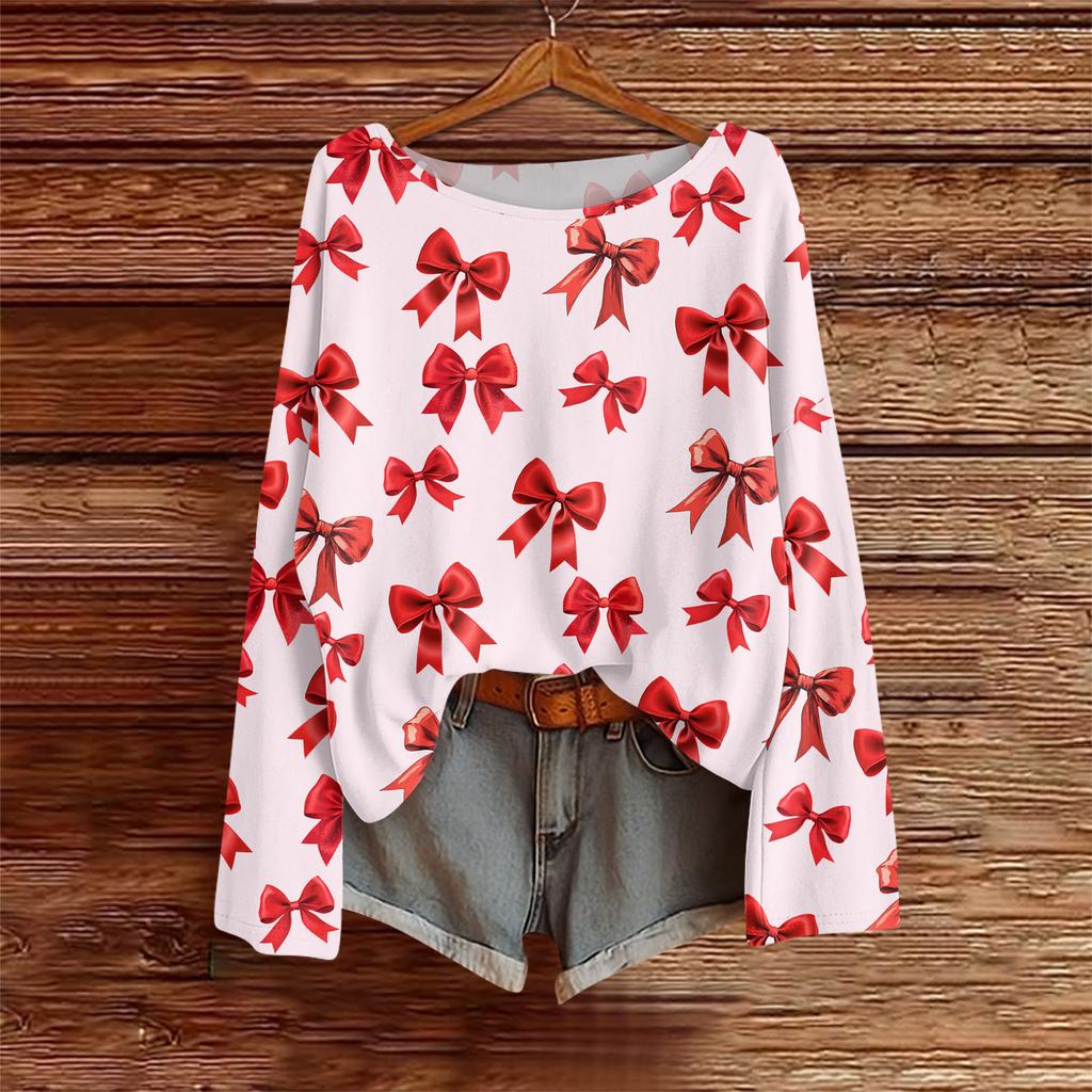 Long Sleeve Shirts For Women Printed Tees Blouses Casual Plus Size Basic Tops Pullover Casual Tunic Top Loose FitShirt