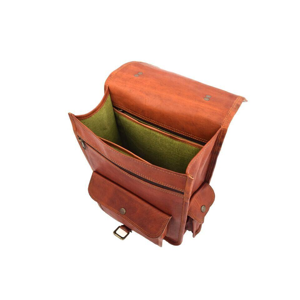 Leather Backpack Shoulder Bag 17" Laptop Rucksack Office School Handbags