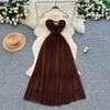 Retro Tube Top Butterfly Off-the-shoulder Dress for Women's New High-waisted Waist-closed and Thin A-word Mesh Dress Temperament Wear